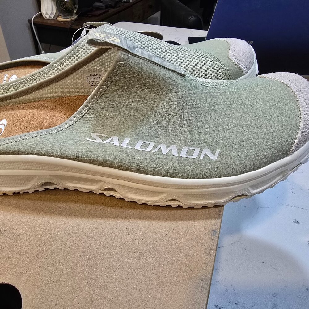 Salomon RX Moc 3.0 SUEDE Tea/Alfalfa L47431600 SLIDE SLIP-ON MENS 13 NEW